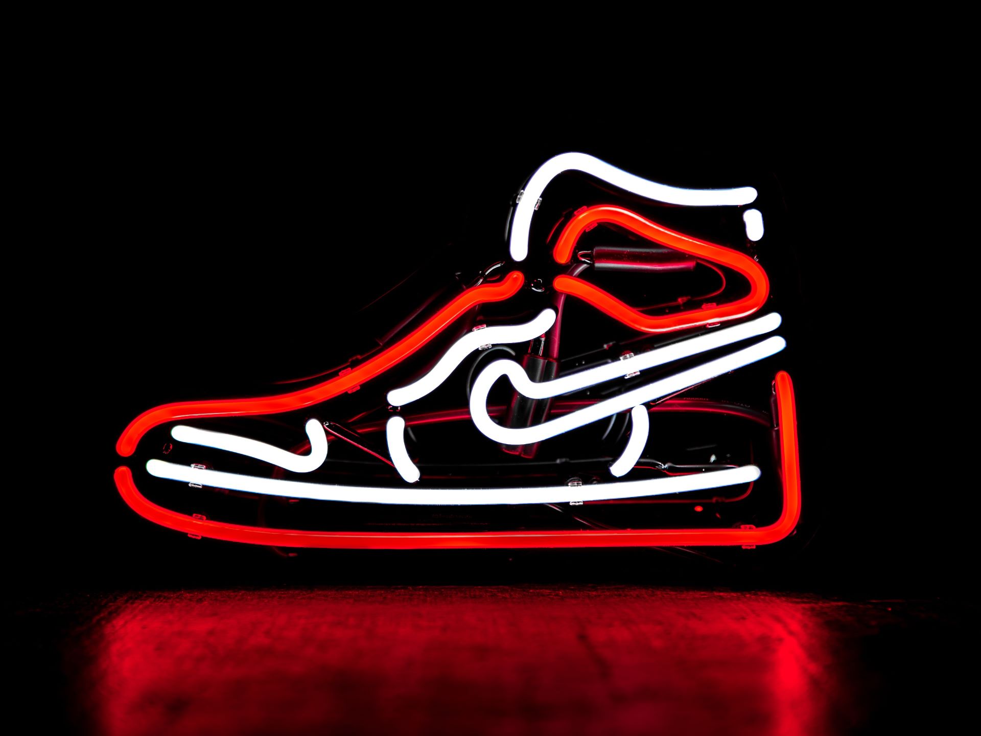 A neon sign for Air Jordans,